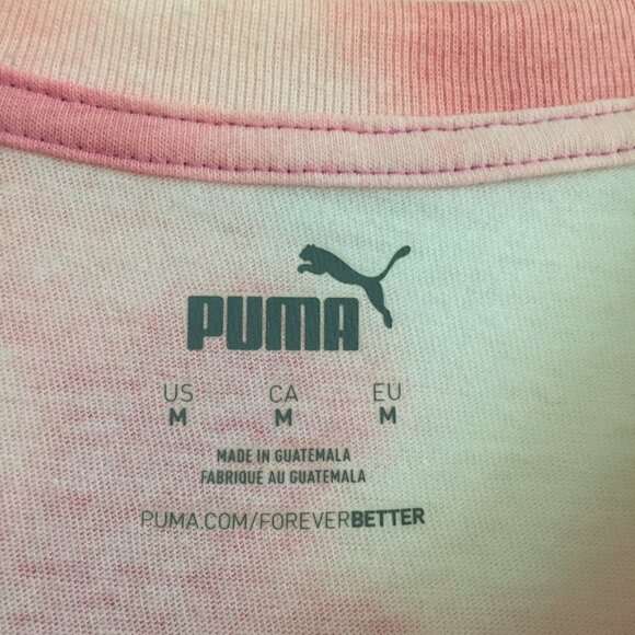 Puma T-Shirt Womens Medium Pink Tie Dye Cotton Blend Crew Neck - Picture 5 of 11